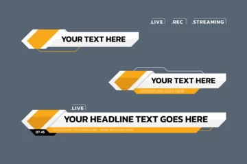 Zelfklevend Fotobehang Lower third vector design with yellow shape overlay strip text video. News Lower Thirds Pack. © Ahmad