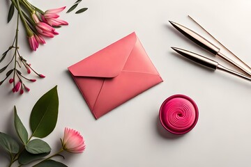 envelope with rose  generated by AI technology