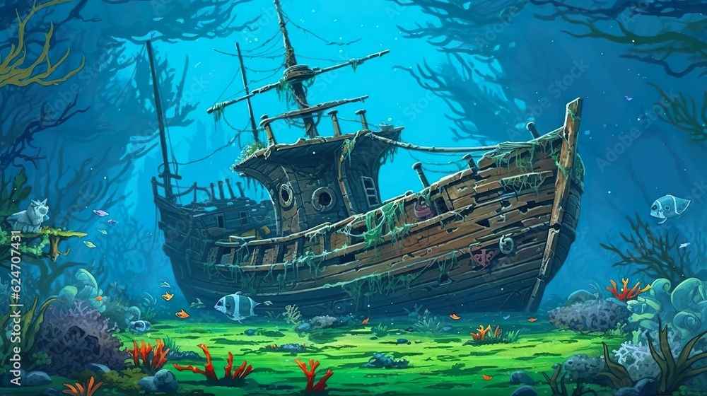 Poster abstract background shipwreck. a captivating banner design showcasing an illustration of a shipwreck