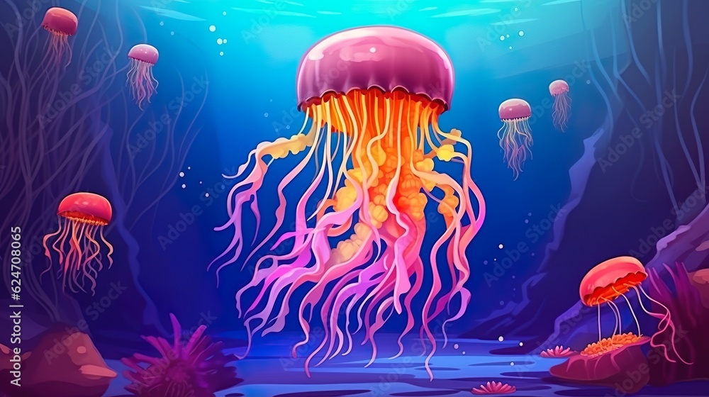 Poster abstract background jellyfish. the delicate and enchanting nature of a jellyfish brought to life in 