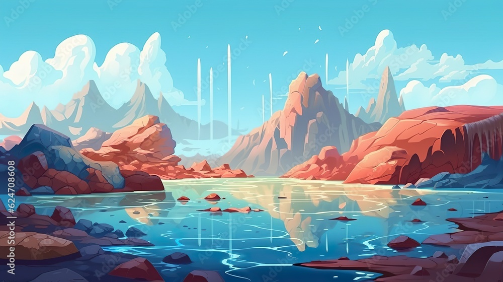 Poster background underwater volcano. a dynamic banner design featuring an illustration of an underwater vo