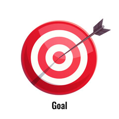 Target icon on white background. Vector illustration, flat cartoon style