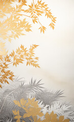 レトロな和風の空と雲と木々の風景フレーム