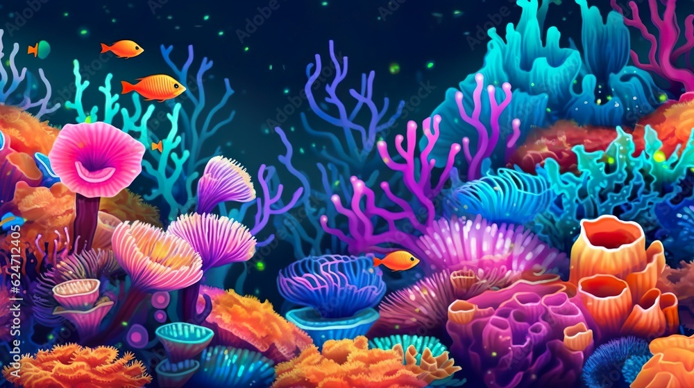 Poster abstract background colorful actinides. the combination of ocean background and vibrant illustration