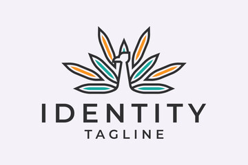 modern elegance peacock logo design vector