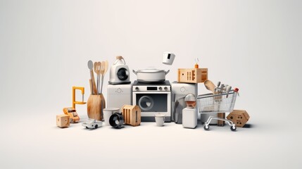 concept of online shopping with white background Created With Generative AI Technology