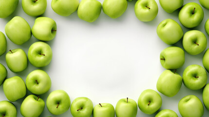 Green apples With White background top Created With Generative AI Technology	