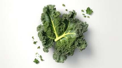 Fototapeta premium Kale With White background top view Created With Generative AI Technology 