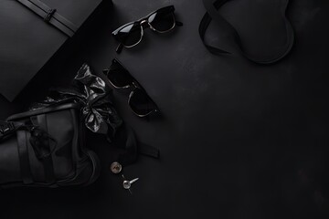 total black background, elegant background composition, black friday sales concept