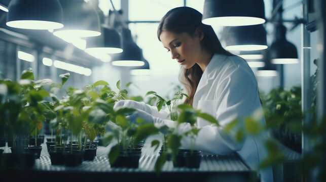 Person in a lab growing plants , Generative A.I. 