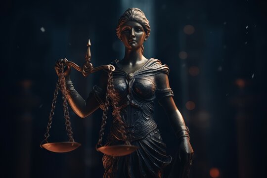 Themis statue law symbol. Generate Ai