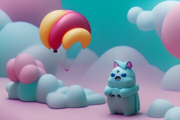 rabbit and balloon. Generative AI