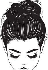 Messy hair bun, woman face silhouette, Beautiful girl, Female hairstyle, Vector illustration, SVG