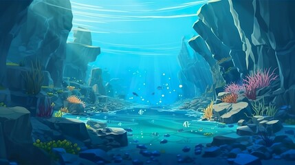 Background underwater arctic. Intricate illustration showcasing the vibrant and diverse marine life of the underwater arctic in a captivating abstract composition. Generative AI.