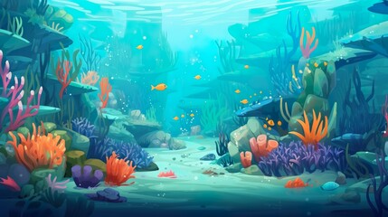 Fototapeta na wymiar Background underwater arctic. Vivid hues and breathtaking scenery with an illustration capturing the vibrant underwater arctic environment. Generative AI.