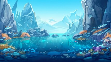 Background underwater arctic. Captivating beauty of the underwater arctic that showcases the vibrant and diverse plants creatures against an abstract backdrop. Generative AI.