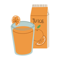 Orange juice cute on a white background, vector illustration.