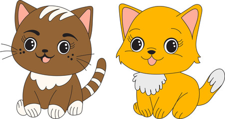 kittens cartoon on white background vector