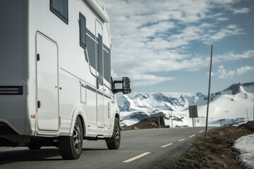 RV Camper Van Motor Home on a Scenic Norwegian Mountain Route