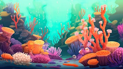 Background starfish with sea urchins. A background creates the stage for an illustration of a starfish surrounded by sea urchins in a banner design. Generative AI.