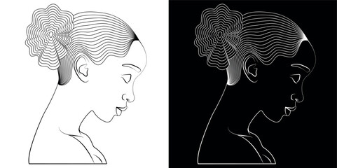  beautiful woman face profile silhouette in vector illustration