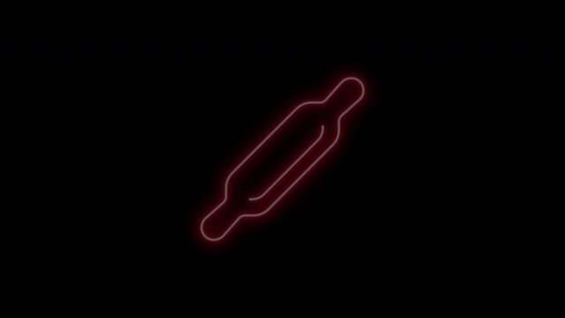 Wooden rolling pin animation, neon glow on black background