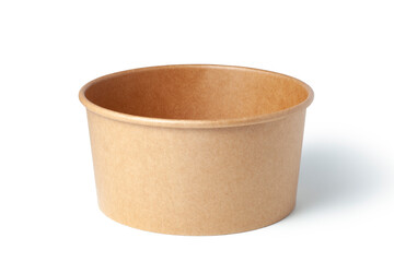Disposable kraft paper bowl isolated on white background