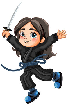 Asian female ninja cartoon character