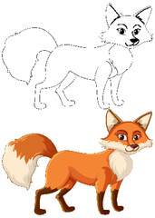 Obraz premium Cute red fox cartoon isolated