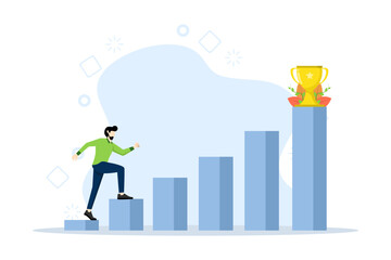 Business concept. people walk and climb the ladder of business achievements. Drive motivation. Growth career metaphor. Path to reach the target. Flat vector illustration on a white background.