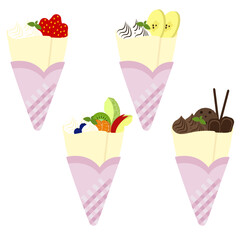 色々なクレープのベクターイラストセット