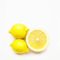 lemon and slice isolated on white background. Generative AI