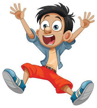 Jumping Boy Cartoon Character