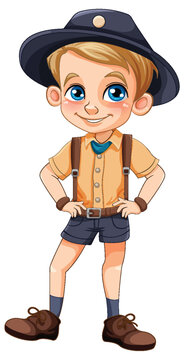 Cute boy scout cartoon in uniform