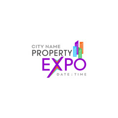 Real Estate Property Expo, Property Show, House or Home Buy Concept Logo, Event Logo Vector Design