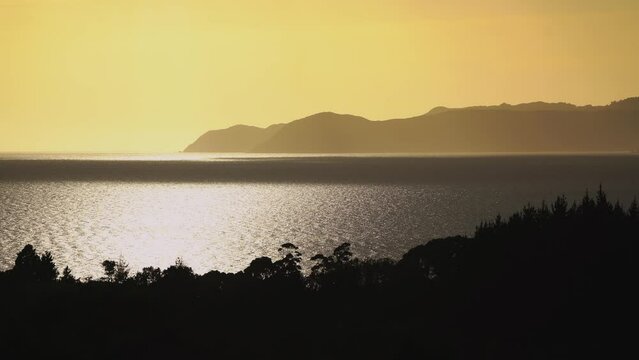 View of Abel Tasman National Park from Takaka, South Island, New Zealand