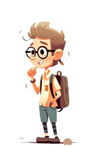 Happy schoolboy is going to school, generative AI.