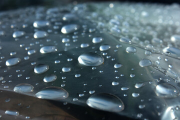 some rain drops laying on plastic foils