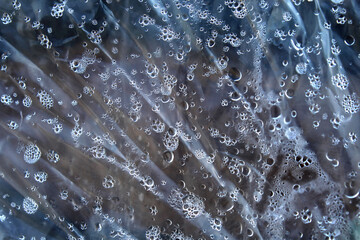 some rain drops laying on plastic foils
