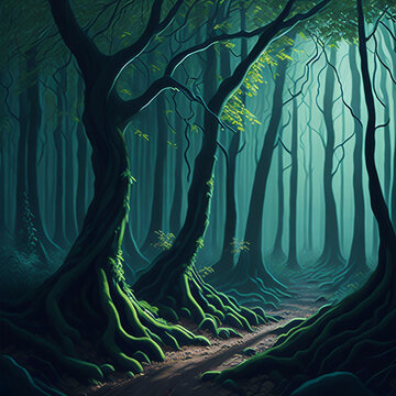 forest in night forest HD 8K wallpaper Stock Photographic Image