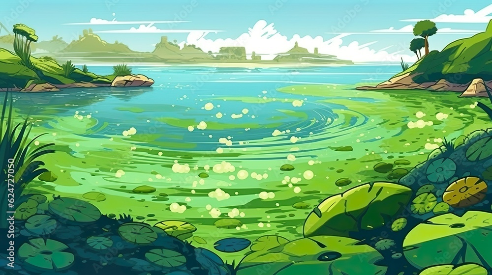 Poster abstract background algae blooms. vibrant algae blooms bring life to an abstract background in this 