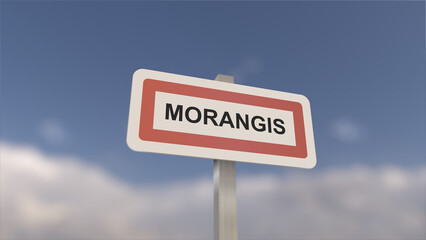 A sign at Morangis town entrance, sign of the city of Morangis. Entrance to the municipality.