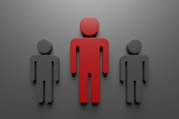 Different person in a crowd. Unique individuality concept