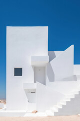 Modern white house in minimalist architecture concept. Generative AI