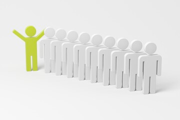 Different person in a crowd. Unique individuality concept