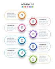 Business information. Business presentation. Timeline infographic 8 steps to success. Vector illustration.