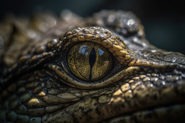 close up eye of crocodile, dinosaur, generative AI