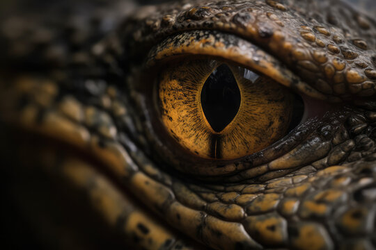 close up eye of crocodile, dinosaur, generative AI © Kien