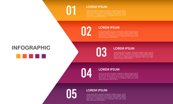 Business presentation with 5 steps to success template. Vector illustration. 