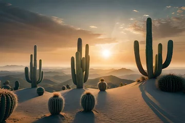 Rolgordijnen cactus in the desert, Generative By Ai technology © Fahad